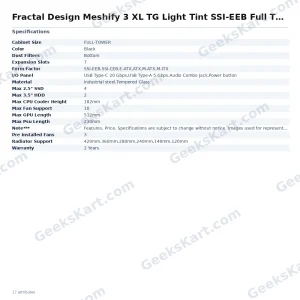 Fractal Design Meshify 3 XL TG Light Tint SSI-EEB Full Tower Case