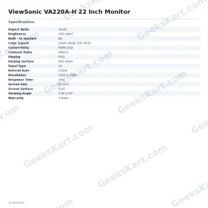 ViewSonic VA220A-H 22-Inch Full HD 120Hz VA Monitor