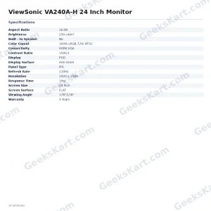 ViewSonic VA240A-H 24-Inch Full HD IPS Monitor – 120Hz, 1ms MPRT