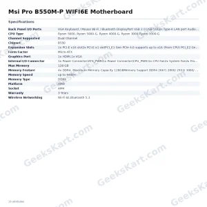 MSI PRO B550M-P WiFi 6E Micro-ATX Motherboard (AM4, B550, DDR4)