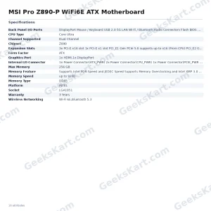 MSI Pro Z890-P WiFi 6E ATX Motherboard for Intel Core Ultra Series 2 (LGA 1851)