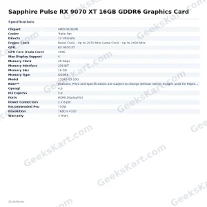 Sapphire Pulse AMD Radeon RX 9070 XT 16GB GDDR6 Graphics Card