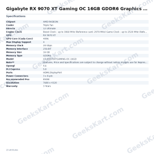 GIGABYTE Radeon RX 9070 XT Gaming OC 16GB GDDR6 Graphics Card