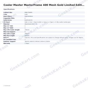 Cooler Master MasterFrame 400 Mesh Gold Limited Edition Mini Tower Case