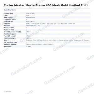 Cooler Master MasterFrame 400 Mesh Gold Limited Edition Mini Tower Case