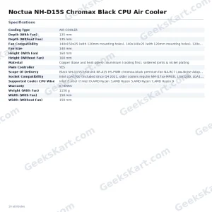 Noctua NH-D15S Chromax Black Asymmetrical Dual-Tower CPU Air Cooler