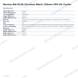Noctua NH-U12A chromax.black 120mm Dual-Fan CPU Air Cooler