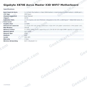 GIGABYTE X870E Aorus Master X3D WiFi 7 ATX Motherboard (AM5, DDR5)
