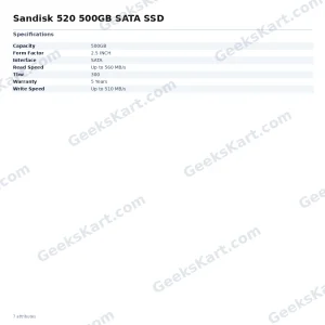 SanDisk 520 500GB SATA SSD – High-Performance 2.5" Internal Drive