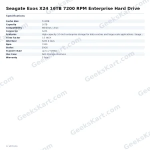 Seagate Exos X24 16TB 7200 RPM Enterprise Hard Drive (ST16000NM002H)