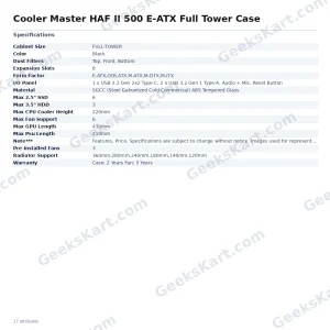Cooler Master HAF II 500 E-ATX Full Tower Case with Mighty40 Fan System