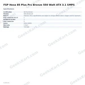 FSP Hexa 85+ Pro 550W ATX 3.1 80 Plus Bronze Power Supply