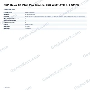 FSP Hexa 85+ Pro 750W ATX 3.1 80 Plus Bronze Non-Modular Power Supply