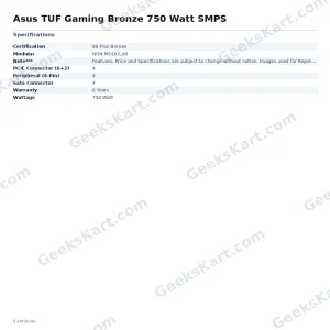ASUS TUF Gaming 750W 80 Plus Bronze Power Supply (TUF-GAMING-750B)