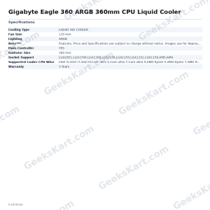GIGABYTE Eagle 360 ARGB 360mm AIO CPU Liquid Cooler