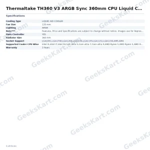 Thermaltake TH360 V3 ARGB Sync 360mm All-in-One CPU Liquid Cooler