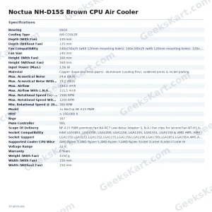Noctua NH-D15S Asymmetric Single-Fan Dual-Tower CPU Air Cooler
