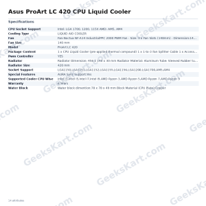 ASUS ProArt LC 420 420mm AIO CPU Liquid Cooler with Noctua IndustrialPPC Fans