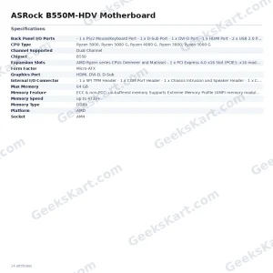 ASRock B550M-HDV AM4 Micro-ATX Motherboard (B550 Chipset, DDR4)