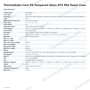 Thermaltake Core P6 Tempered Glass ATX Mid Tower Case (CA-1V2-00M1WN-00)