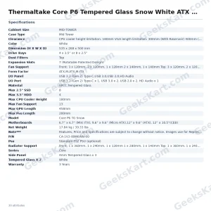 Thermaltake Core P6 TG Snow ATX Mid Tower Tempered Glass Case