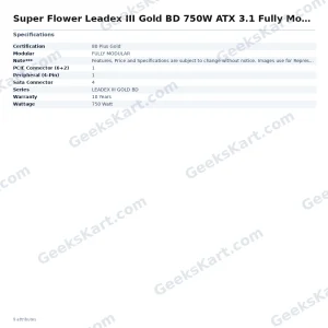 Super Flower Leadex III Gold BD 750W ATX 3.1 Fully Modular SMPS