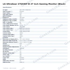 LG UltraGear 27GS60F-B 27-Inch 180Hz FHD IPS Gaming Monitor