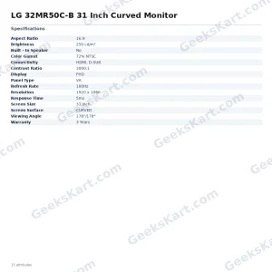LG 32MR50C-B 31-Inch Curved Full HD VA Monitor with 100Hz Refresh Rate