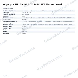 Gigabyte H110M-M.2 DDR4 M-ATX Motherboard