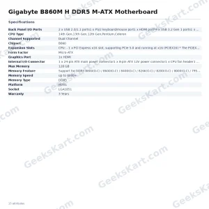 Gigabyte B860M H DDR5 M-ATX Motherboard
