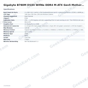 Gigabyte B760M DS3H Wifi6e DDR4 M-ATX Gen5 Motherboard