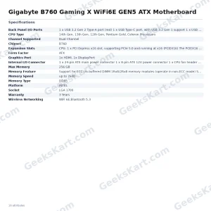 Gigabyte B760 Gaming X WiFi6E GEN5 ATX Motherboard
