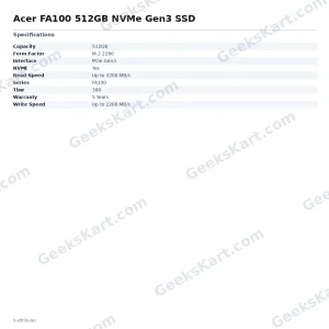 Acer FA100 512GB NVMe Gen3 SSD