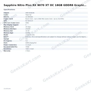 Sapphire Nitro Plus RX 9070 XT OC 16GB GDDR6 Graphics Card