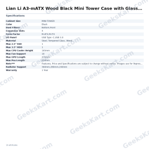 Lian Li A3-mATX Wood Black Mini Tower Case with Glass Side Panel