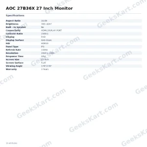 AOC 27B36X 27 Inch Monitor