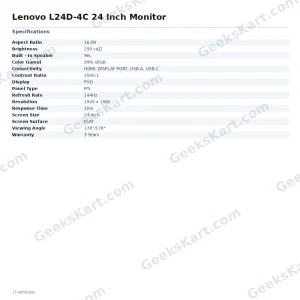 Lenovo L24D-4C 24 Inch Monitor