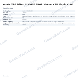 Adata XPG Triton II 360SE ARGB 360mm CPU Liquid Cooler