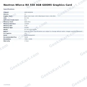 Nextron Nforce RX 550 4GB GDDR5 Graphics Card