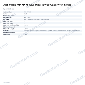 Ant Value VM7P M-ATX Mini Tower Case with Smps