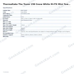 Thermaltake The Tower 250 Snow White M-ITX Mini Tower Case