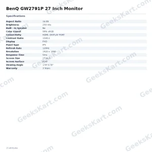 BenQ GW2791P 27 Inch Monitor