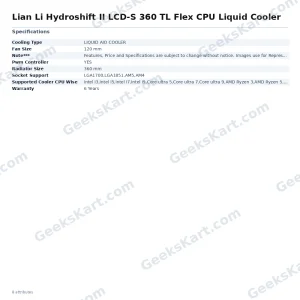Lian Li Hydroshift II LCD-S 360 TL Flex CPU Liquid Cooler