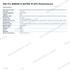 MSI Pro B860M-A WiFi6E M-ATX Motherboard