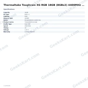 Thermaltake Toughram XG RGB 16GB (8GBx2) 4400MHz CL19 DDR4 RAM