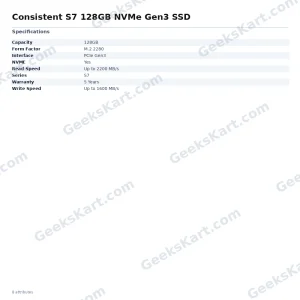 Consistent S7 128GB NVMe Gen3 SSD