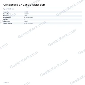 Consistent S7 256GB SATA SSD