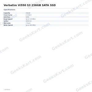 Verbatim Vi550 S3 256GB SATA SSD