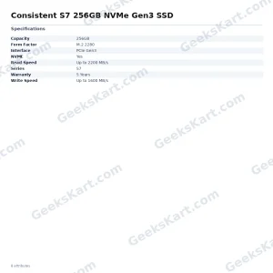 Consistent S7 256GB NVMe Gen3 SSD
