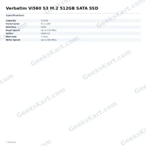 Verbatim Vi560 S3 M.2 512GB SATA SSD